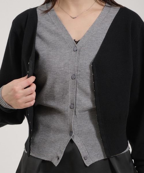 Perushu(ペルーシュ)の「TwoTone Layered Balloon Sleeve Cardigan/ツートーンレイヤードバルーンスリーブカーディガン(カーディガン/ボレロ・レディース・ブラウン/イエロー/ブラック・FREE)」の13枚目の写真