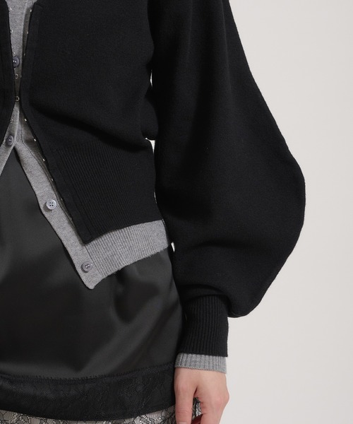 Perushu(ペルーシュ)の「TwoTone Layered Balloon Sleeve Cardigan/ツートーンレイヤードバルーンスリーブカーディガン(カーディガン/ボレロ・レディース・ブラウン/イエロー/ブラック・FREE)」の17枚目の写真
