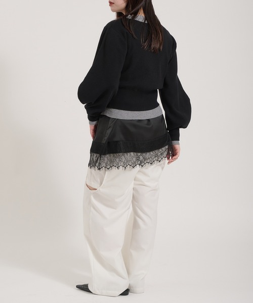 Perushu(ペルーシュ)の「TwoTone Layered Balloon Sleeve Cardigan/ツートーンレイヤードバルーンスリーブカーディガン(カーディガン/ボレロ・レディース・ブラウン/イエロー/ブラック・FREE)」の12枚目の写真