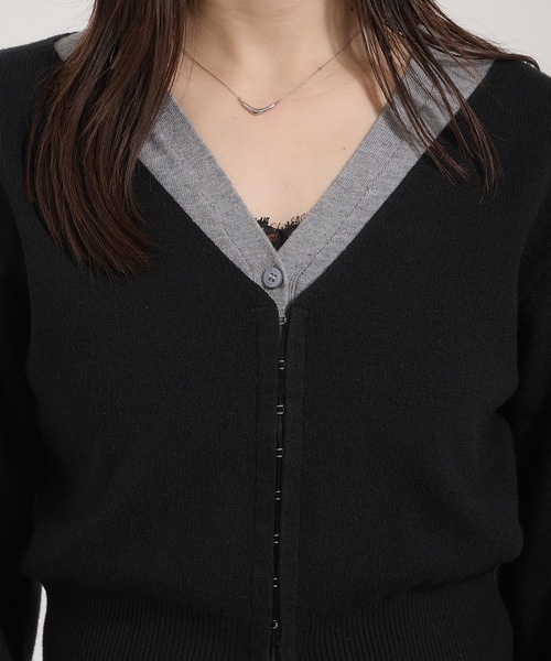 Perushu(ペルーシュ)の「TwoTone Layered Balloon Sleeve Cardigan/ツートーンレイヤードバルーンスリーブカーディガン(カーディガン/ボレロ・レディース・ブラウン/イエロー/ブラック・FREE)」の15枚目の写真