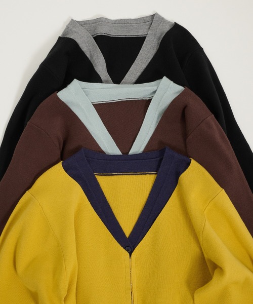 Perushu(ペルーシュ)の「TwoTone Layered Balloon Sleeve Cardigan/ツートーンレイヤードバルーンスリーブカーディガン(カーディガン/ボレロ・レディース・ブラウン/イエロー/ブラック・FREE)」の10枚目の写真