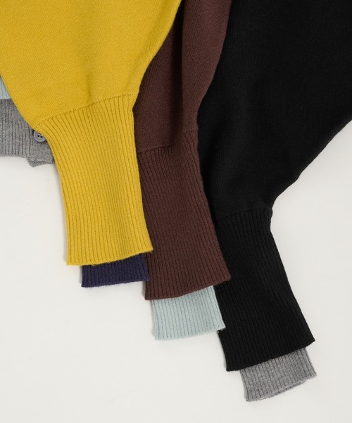 Perushu(ペルーシュ)の「TwoTone Layered Balloon Sleeve Cardigan/ツートーンレイヤードバルーンスリーブカーディガン(カーディガン/ボレロ・レディース・ブラウン/イエロー/ブラック・FREE)」の11枚目の写真