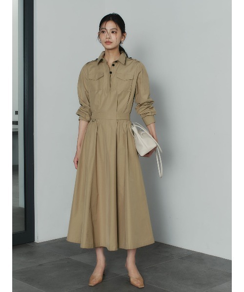 トレンチライクフレアワンピース（ワンピース）｜anuans（アニュアンス