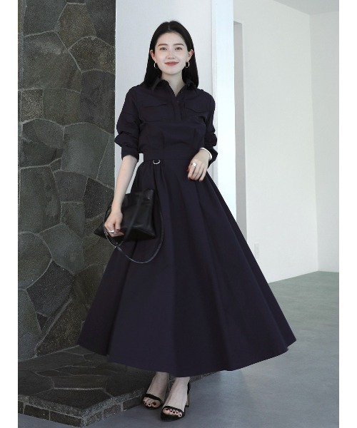 トレンチライクフレアワンピース（ワンピース）｜anuans（アニュアンス