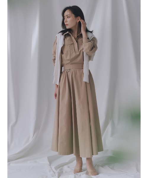 anuans トレンチロングワンピース アニュアンス anuans トレンチロングワンピース （BEIGE