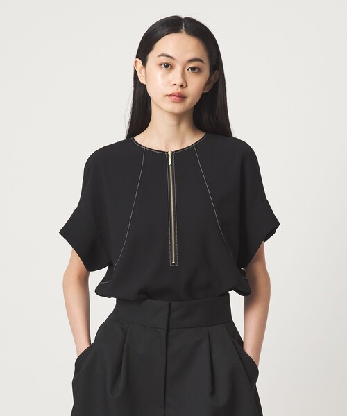 EMMEL REFINES（エメルリファインズ）の「＜EMMEL REFINES＞EM 2WAY ジップ ブラウス（シャツ/ブラウス・レディース・オフホワイト/ブラック/ライトグレー・FREE）」の2枚目の写真