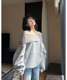 CHEER（チアー）の「デコルテリブニット切り替えトップス（ニット/セーター）」