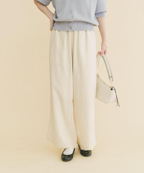 ITEMS URBANRESEARCH（アイテムズ アーバンリサーチ）の「『Sサイズあり』リネンレーヨンワイドパンツ（その他パンツ・レディース・ブラウン系その他/ライトベージュ/グリーン・MEDIUM/SMALL）」の5枚目の写真