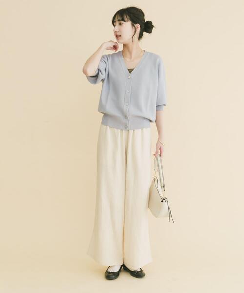 ITEMS URBANRESEARCH（アイテムズ アーバンリサーチ）の「『Sサイズあり』リネンレーヨンワイドパンツ（その他パンツ・レディース・ブラウン系その他/ライトベージュ/グリーン・MEDIUM/SMALL）」の8枚目の写真