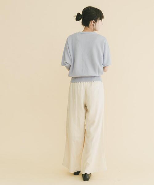 ITEMS URBANRESEARCH（アイテムズ アーバンリサーチ）の「『Sサイズあり』リネンレーヨンワイドパンツ（その他パンツ・レディース・ブラウン系その他/ライトベージュ/グリーン・MEDIUM/SMALL）」の9枚目の写真