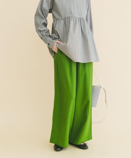 ITEMS URBANRESEARCH（アイテムズ アーバンリサーチ）の「『Sサイズあり』リネンレーヨンワイドパンツ（その他パンツ・レディース・ブラウン系その他/ライトベージュ/グリーン・MEDIUM/SMALL）」の17枚目の写真