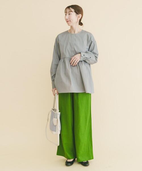 ITEMS URBANRESEARCH（アイテムズ アーバンリサーチ）の「『Sサイズあり』リネンレーヨンワイドパンツ（その他パンツ・レディース・ブラウン系その他/ライトベージュ/グリーン・MEDIUM/SMALL）」の18枚目の写真