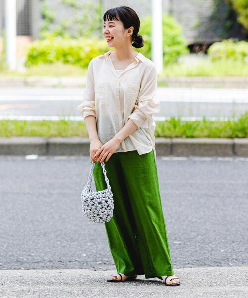 ITEMS URBANRESEARCH（アイテムズ アーバンリサーチ）の「『Sサイズあり/洗濯可』リネンレーヨンワイドパンツ（その他パンツ・レディース・ブラウン系その他/ライトベージュ/グリーン/ネイビー・MEDIUM/SMALL）」の10枚目の写真