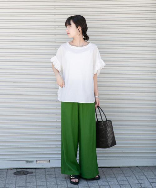 ITEMS URBANRESEARCH（アイテムズ アーバンリサーチ）の「『Sサイズあり/洗濯可』リネンレーヨンワイドパンツ（その他パンツ・レディース・ブラウン系その他/ライトベージュ/グリーン/ネイビー・MEDIUM/SMALL）」の21枚目の写真