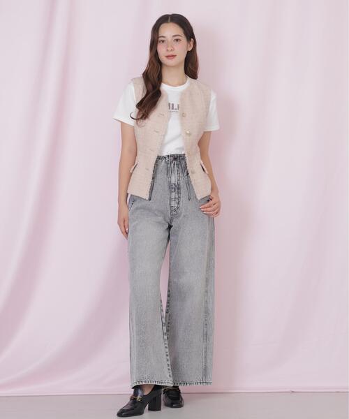 JILL by JILL STUART(ジルバイジルスチュアート)の「ベルト付きツィードジレ(ベスト・レディース・ピンク/ホワイト/グレー・FREE)」の19枚目の写真