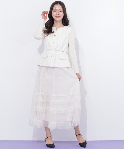 JILL by JILL STUART(ジルバイジルスチュアート)の「ベルト付きツィードジレ(ベスト・レディース・ピンク/ホワイト/グレー・FREE)」の8枚目の写真