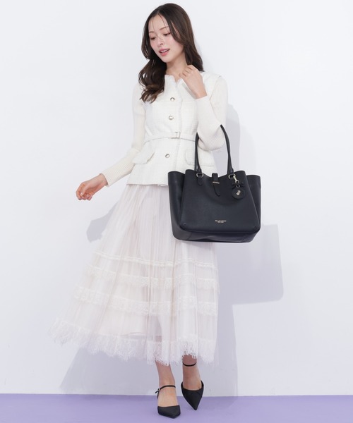 JILL by JILL STUART(ジルバイジルスチュアート)の「ベルト付きツィードジレ(ベスト・レディース・ピンク/ホワイト/グレー・FREE)」の5枚目の写真