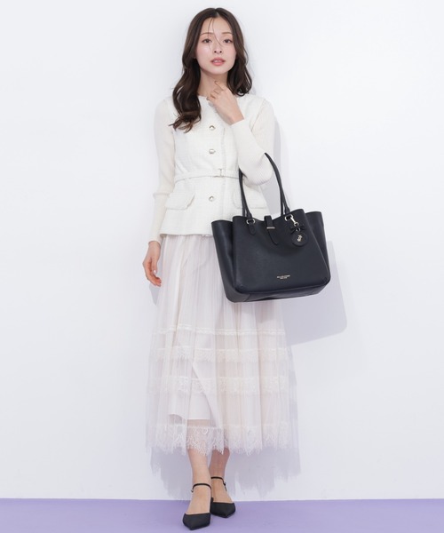 JILL by JILL STUART(ジルバイジルスチュアート)の「ベルト付きツィードジレ(ベスト・レディース・ピンク/ホワイト/グレー・FREE)」の4枚目の写真