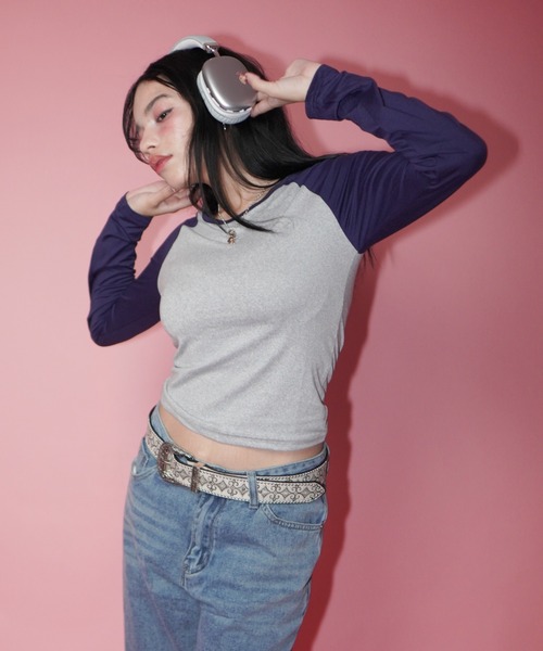 IMARI(イマリ)の「【 IMARI / イマリ 】 ベーシック ラグランスリーブ ロンT(Tシャツ/カットソー・レディース・ネイビー/ブラック・M/L)」の7枚目の写真
