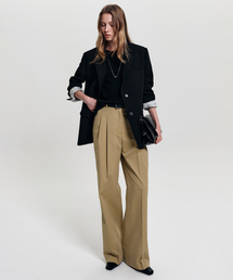 LOOKAST（ルックキャスト）の「フェイスクラシックツータックスラックス_ベージュ（スラックス）」