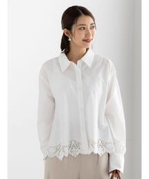 Te chichi（テチチ）の「スカラップレースヘムクロップトシャツ（シャツ/ブラウス）」