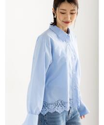 Te chichi（テチチ）の「スカラップレースヘムクロップトシャツ（シャツ/ブラウス）」
