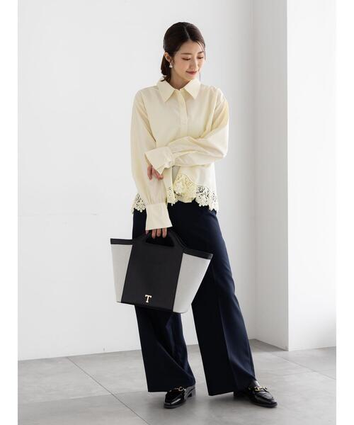 Te chichi（テチチ）の「スカラップレースヘムクロップトシャツ（シャツ/ブラウス・レディース・オフホワイト/イエロー/サックスブルー・F）」の20枚目の写真