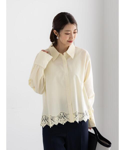 Te chichi（テチチ）の「スカラップレースヘムクロップトシャツ（シャツ/ブラウス・レディース・オフホワイト/イエロー/サックスブルー・F）」の22枚目の写真