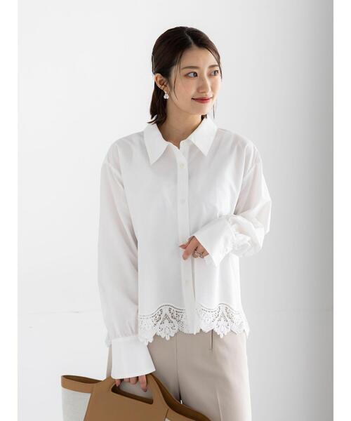 Te chichi（テチチ）の「スカラップレースヘムクロップトシャツ（シャツ/ブラウス・レディース・オフホワイト/イエロー/サックスブルー・F）」の16枚目の写真