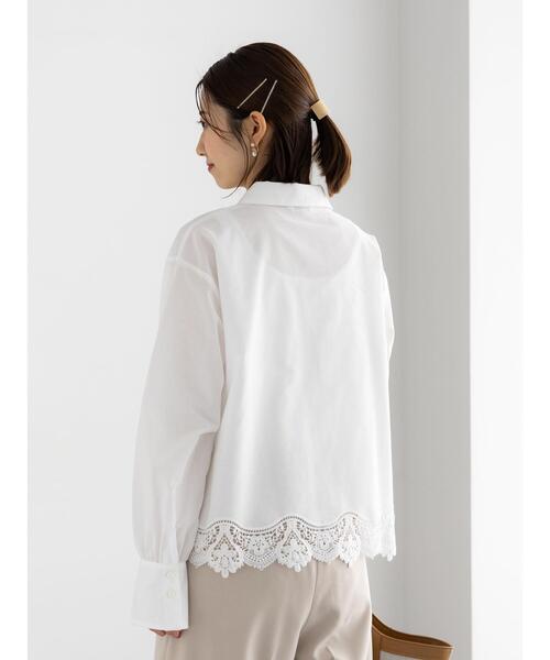 Te chichi（テチチ）の「スカラップレースヘムクロップトシャツ（シャツ/ブラウス・レディース・オフホワイト/イエロー/サックスブルー・F）」の17枚目の写真