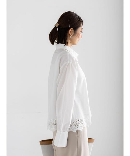 Te chichi（テチチ）の「スカラップレースヘムクロップトシャツ（シャツ/ブラウス・レディース・オフホワイト/イエロー/サックスブルー・F）」の18枚目の写真