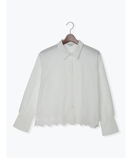 Te chichi（テチチ）の「スカラップレースヘムクロップトシャツ（シャツ/ブラウス・レディース・オフホワイト/イエロー/サックスブルー・F）」の9枚目の写真