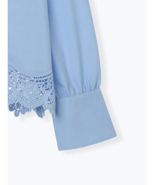 Te chichi（テチチ）の「スカラップレースヘムクロップトシャツ（シャツ/ブラウス・レディース・オフホワイト/イエロー/サックスブルー・F）」の4枚目の写真