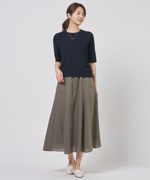 J.PRESS(ジェイプレス)の「【アンサンブル着用可】Rayon Elite Stretch クルーネック ニット(ニット/セーター・レディース・ネイビー系/ベージュ系/サックスブルー系・T13)」の4枚目の写真