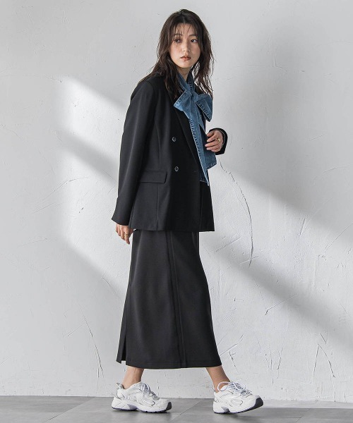 MAYSON GREY(メイソングレイ)の「【えらべるSET UP】叶えるダブルブレストジャケット≪手洗い可能≫(ダウンジャケット/コート・レディース・オフホワイト/ブラック・M)」の8枚目の写真