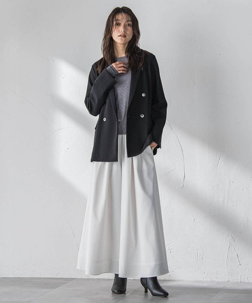 MAYSON GREY(メイソングレイ)の「【えらべるSET UP】叶えるダブルブレストジャケット≪手洗い可能≫(ダウンジャケット/コート・レディース・オフホワイト/ブラック・M)」の9枚目の写真