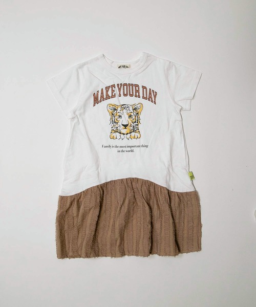 MAKE YOUR DAY（メイクユアデイ）の「ファミリー子トラワンピース■80～140cm（ワンピース・キッズ・グレー/オフホワイト・80/90/100/130/140/120/110）」の3枚目の写真