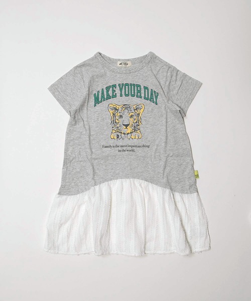 MAKE YOUR DAY(メイクユアデイ)の「ファミリー子トラワンピース■80~140cm(ワンピース・キッズ・グレー/オフホワイト・80/90/100/130/140/120/110)」の3枚目の写真