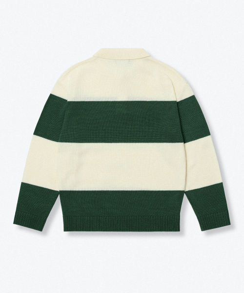 MUSINSA STANDARD KIDS（ムシンサスタンダードキッズ）の「ニッテッドボールドストライプラグビーシャツ[グリーン]（ニット/セーター・レディース・その他・110/120/130/140/150/160）」の4枚目の写真
