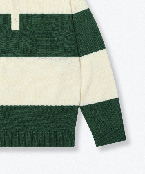 MUSINSA STANDARD KIDS（ムシンサスタンダードキッズ）の「ニッテッドボールドストライプラグビーシャツ[グリーン]（ニット/セーター・レディース・その他・110/120/130/140/150/160）」の6枚目の写真