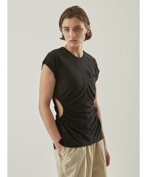 Henon.(ヘノン)の「サイドホールトップス(Tシャツ/カットソー・レディース・ブラック/ホワイト・F)」の9枚目の写真