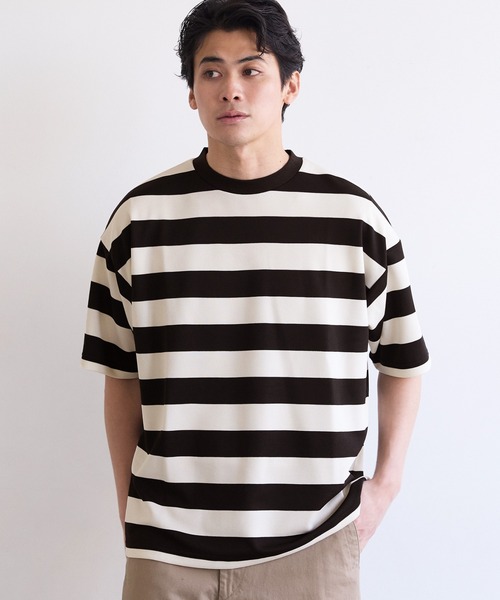 coca(coca)(コカ)の「鹿の子ボーダーTシャツ(Tシャツ/カットソー・メンズ・ブラック/グレー・L/XL/M)」の1枚目の写真