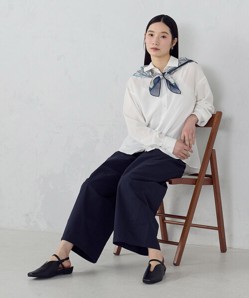 COMME CA ISM（コムサイズム）の「ポリエステルスパンブロード ベーシックシャツ（シャツ/ブラウス・レディース・サックスブルー/ホワイト・MEDIUM/LARGE）」の5枚目の写真