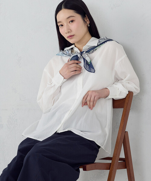 COMME CA ISM（コムサイズム）の「ポリエステルスパンブロード ベーシックシャツ（シャツ/ブラウス・レディース・サックスブルー/ホワイト・MEDIUM/LARGE）」の7枚目の写真