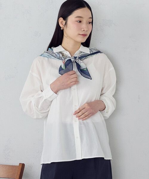 COMME CA ISM（コムサイズム）の「ポリエステルスパンブロード ベーシックシャツ（シャツ/ブラウス・レディース・サックスブルー/ホワイト・MEDIUM/LARGE）」の8枚目の写真