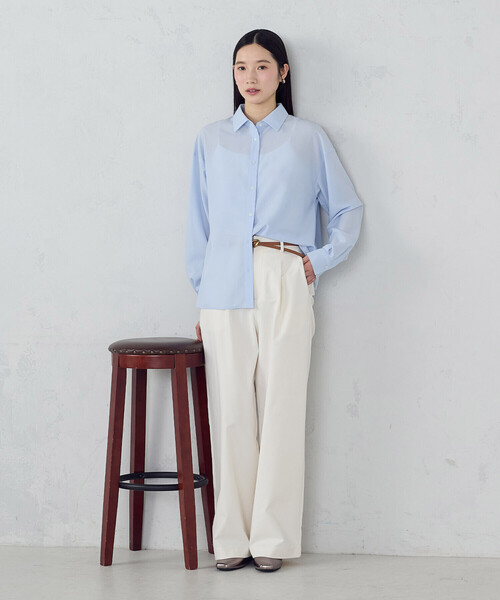 COMME CA ISM（コムサイズム）の「ポリエステルスパンブロード ベーシックシャツ（シャツ/ブラウス・レディース・サックスブルー/ホワイト・MEDIUM/LARGE）」の11枚目の写真