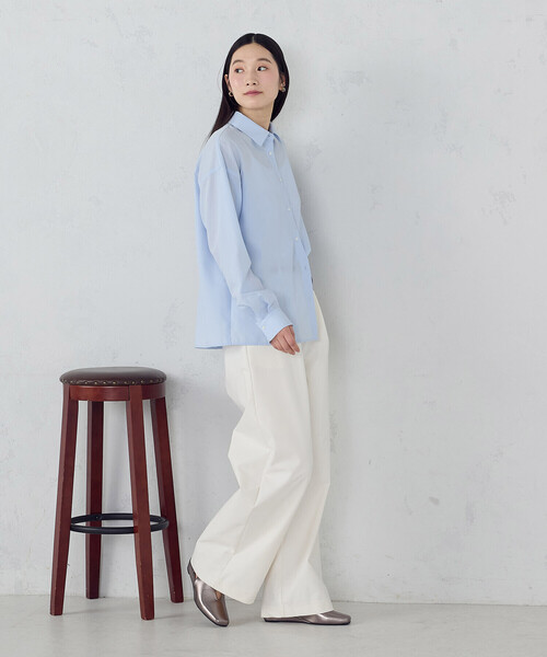 COMME CA ISM（コムサイズム）の「ポリエステルスパンブロード ベーシックシャツ（シャツ/ブラウス・レディース・サックスブルー/ホワイト・MEDIUM/LARGE）」の12枚目の写真