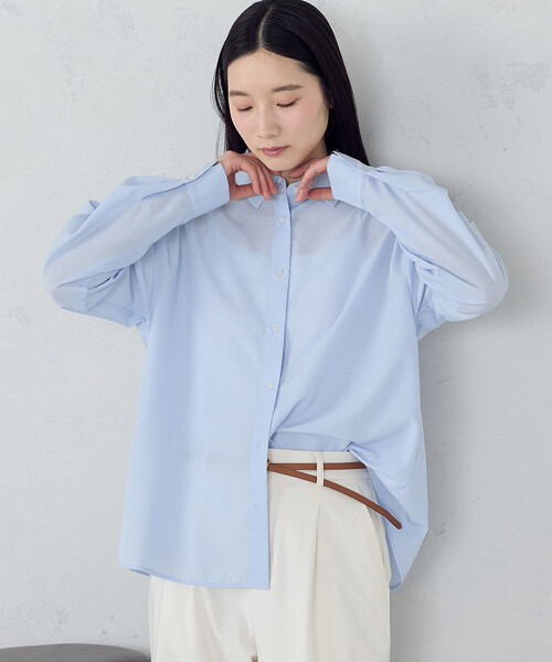 COMME CA ISM（コムサイズム）の「ポリエステルスパンブロード ベーシックシャツ（シャツ/ブラウス・レディース・サックスブルー/ホワイト・MEDIUM/LARGE）」の13枚目の写真