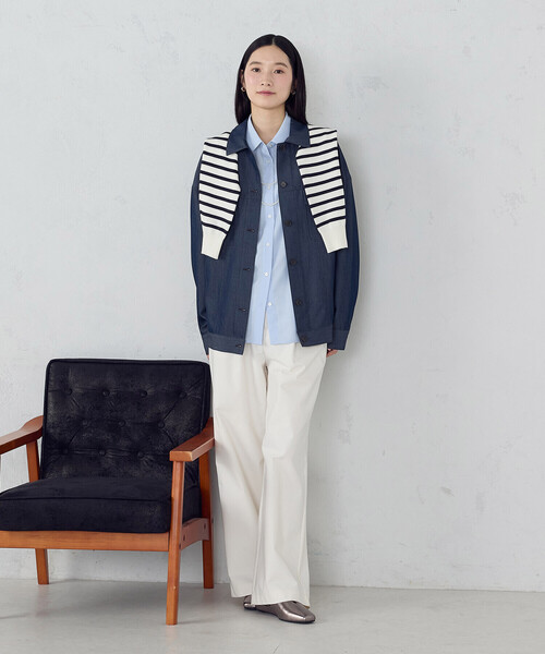 COMME CA ISM（コムサイズム）の「ポリエステルスパンブロード ベーシックシャツ（シャツ/ブラウス・レディース・サックスブルー/ホワイト・MEDIUM/LARGE）」の14枚目の写真