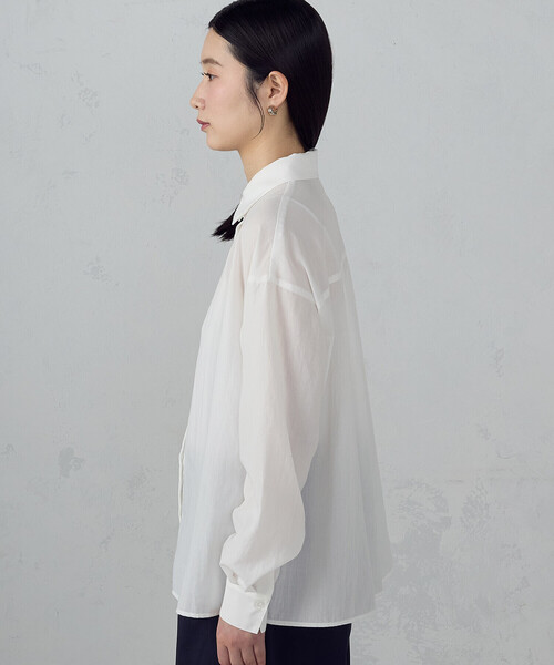 COMME CA ISM（コムサイズム）の「ポリエステルスパンブロード ベーシックシャツ（シャツ/ブラウス・レディース・サックスブルー/ホワイト・MEDIUM/LARGE）」の16枚目の写真